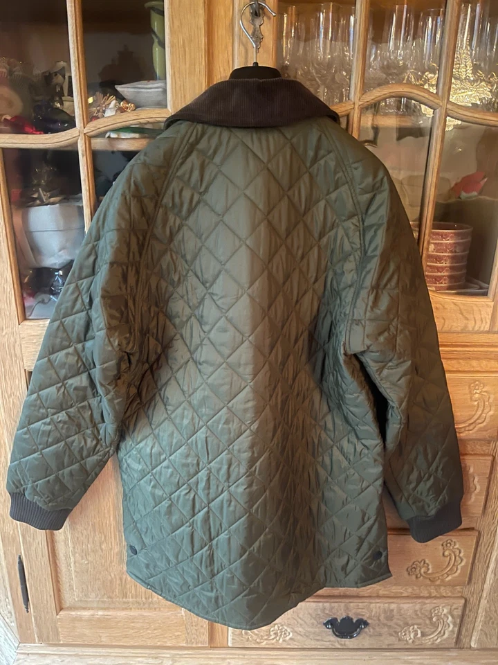 Barbour Steppjacke Herren Gr. L, Grün mit braunem Cordkragen - Bild 4 von 4