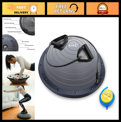 Half Balance Ball Trainer with Resistance Bands - Fitness Yoga Exercise & Pump