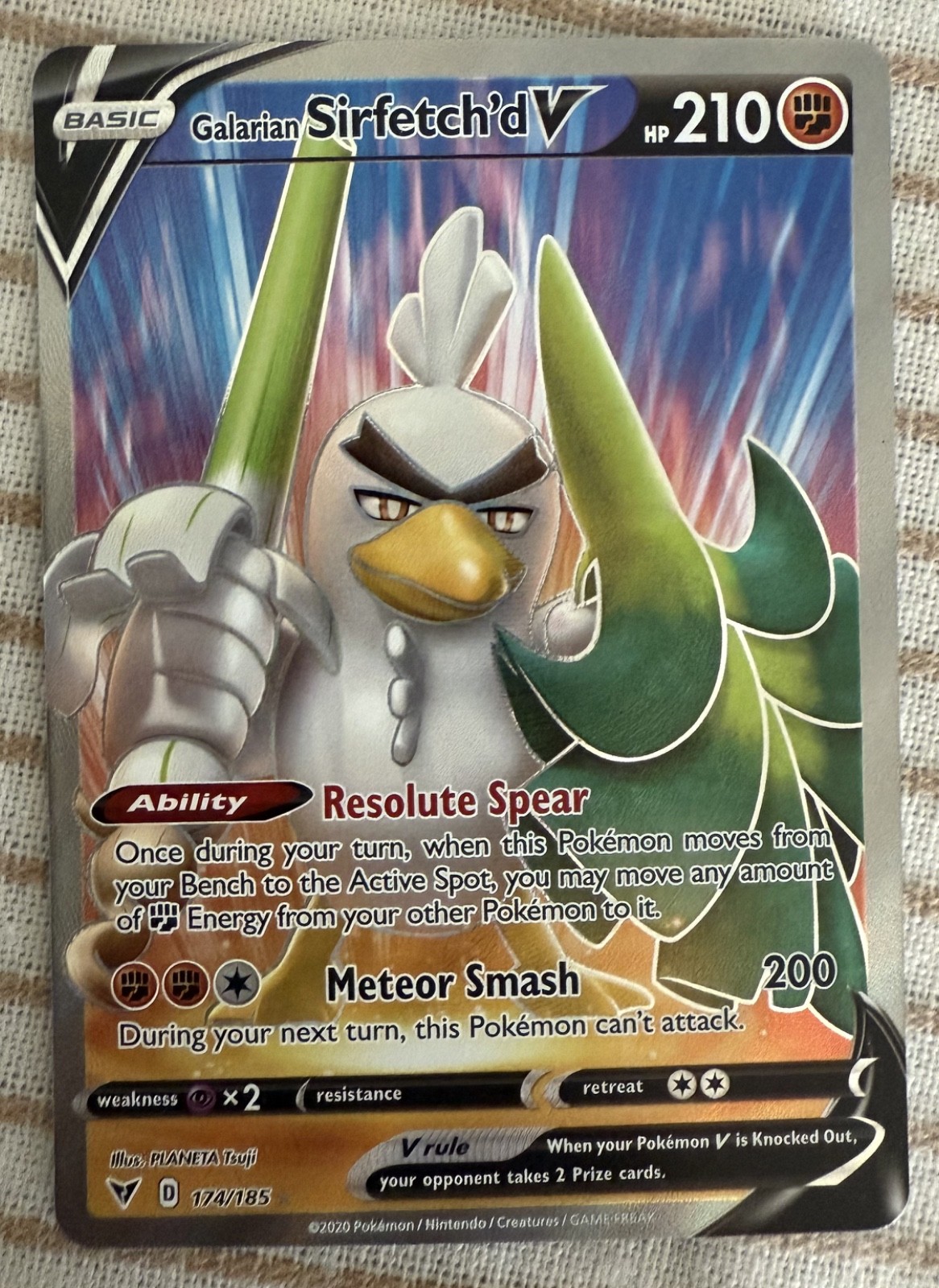 Pokemon TCG Galarian Sirfetch'd V (Full Art) 174/185 Swsh04: Vivid Voltage Holo