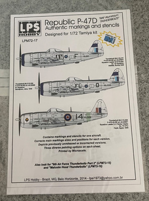 LPS Hobby Decals 1:72 P-47D Thunderbolt for Tamiya #LPM7217