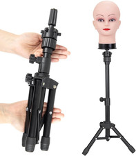 25 Inch Wig Stand Tripod, Adjustable Mannequin Head Stand, Wig Head Stand for Tr