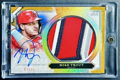 2020 Topps Five Star MIKE TROUT #1/10 Gold Jumbo GAME-WORN Patch Auto