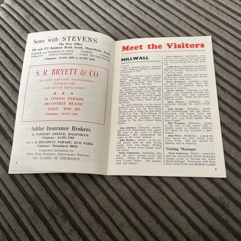 1981 DAGENHAM V MILLWALL FA CUP 2ND ROUND FOOTBALL PROGRAMME VGC - Image 3 of 4