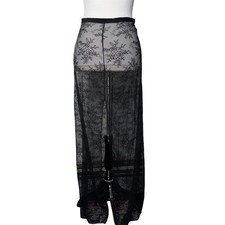 Black Sheer Lace Floral Maxi Skirt Whimsigoth Fairy Grunge