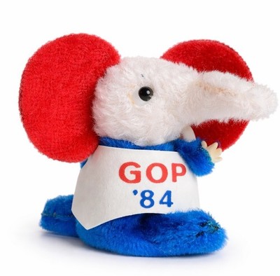 Vintage 1984 GOP Republican Elephant Mini Hugger Clip Convention Political Plush