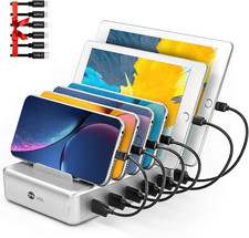 Charging Station for Multiple Devices - 6 Port Fast Charging Station for iPhone