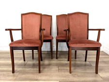 DINING CHAIRS 4 Peach Velour Padded Seats 2 Carver 2 Side Chairs FREE DELIVERY