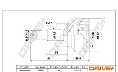 Dr!ve+ Gelenksatz Antriebswelle DP2110.10.1548 M24X1,5 für PEUGEOT 407 SW 508 1