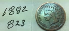 1882 Indian Head Penny; GOOD condition; #823