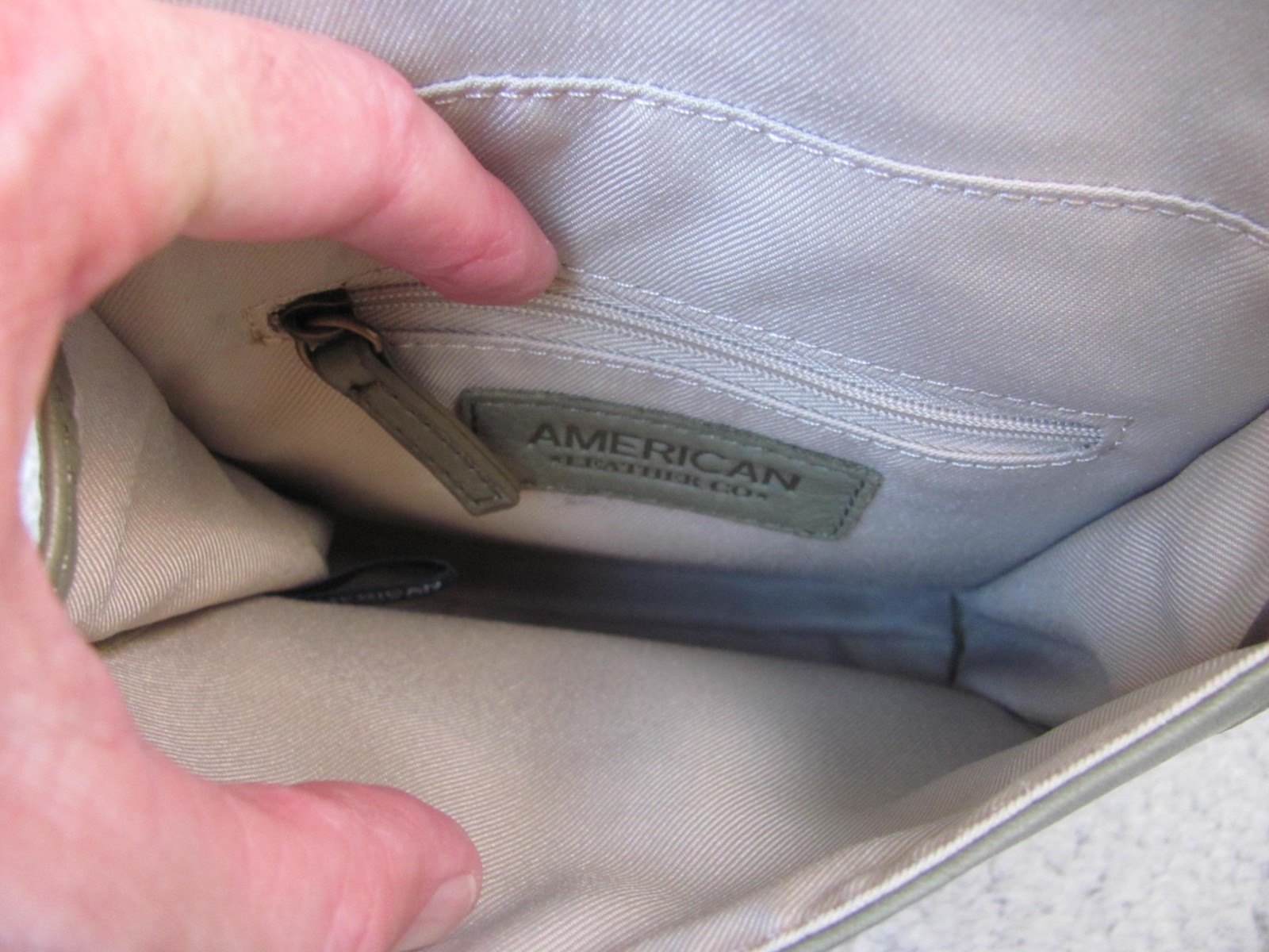 American Leather Co. Olive Green Leather Cross-Body Handbag/Purse