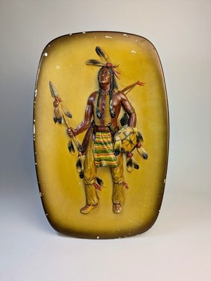 Vintage W.H Bossons Chalkware Indianer Wandrelief 1959