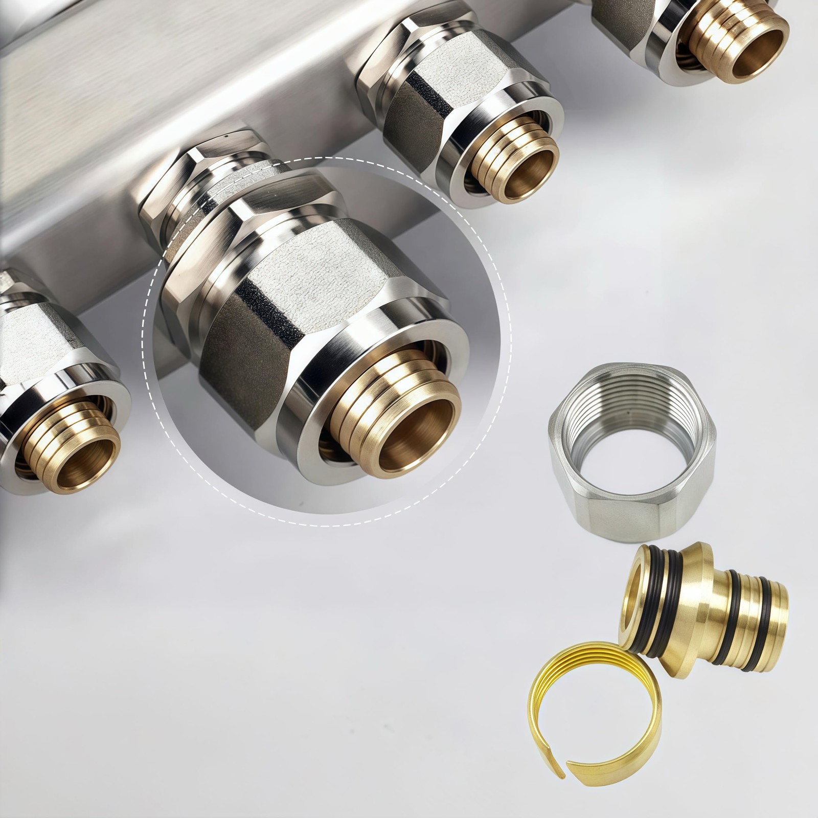 6-Branch PEX/Radiant Heat Manifold,1/2 PEX Tubing Manifold,304 Stainless Steel