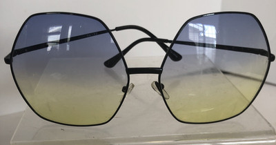 Ellen Tracy Women ET762 C2 Black Round Sunglasses Blue Gradient  Lens