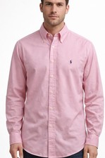 Ralph Lauren Men  s Dress Shirt Size M Pink Cotton Classic Fit