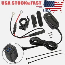 ✅✅Motorcycle Dual USB Fast Charger (QC 3.0) - Waterproof LED for Phone & GPS