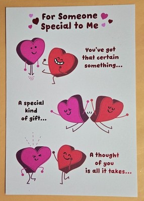 ''For Someone Special To Me'' Valentine's Day Large Greeting Card +Envelope 5.5x8''