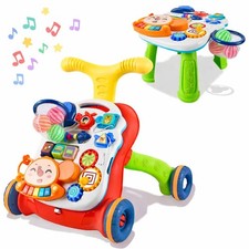 5 in 1 Baby Walker Sit to Stand Musical Activity Push Along Learning Toy 6-18M