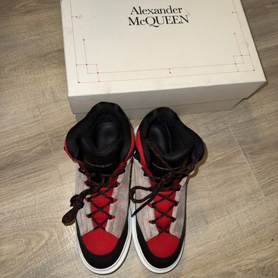 Alexander McQueen High Top Men s Leather and Suede Sneakers Size 9.5S US