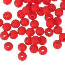 50Pcs 6mm Silicone Beads Round Loose Rubber Bead for DIY Dark Red