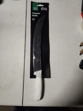 Choice 12" Granton Edge Cimeter Knife with White Handle #220KWCIMSM12