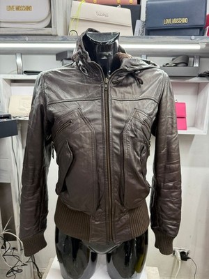 BOMBOOGIE women's brown leather jacket size S code AM417
