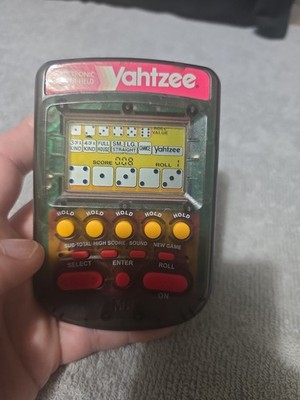 Vintage Electronic Hand-held Game YAHTZEE by Milton Bradley. Rare1995 Worksish