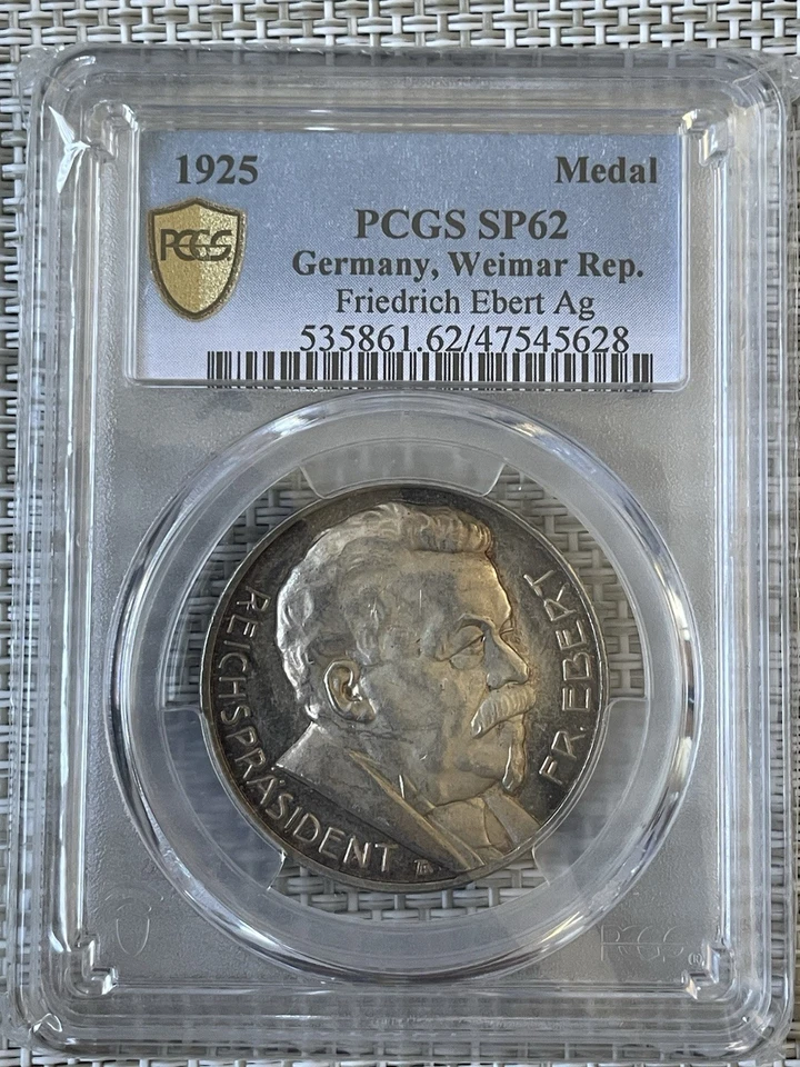 Germany Weimar 1925 Silver Medal Reich President Friedrich Ebert PCGS SP62 Ag - Image 2 of 2