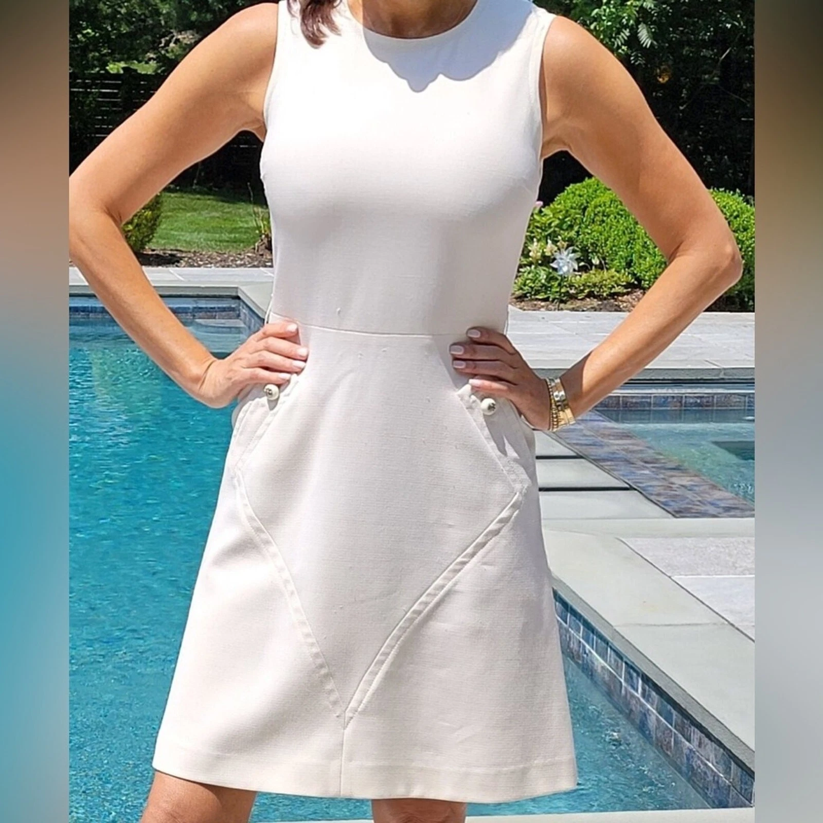 OFF WHITE Abito smanicato Tory Burch off white tubino lana 4