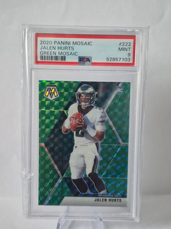 2020 Panini Mosaic Jalen Hurts Green Mosaic RC #222 PSA 9 Eagles