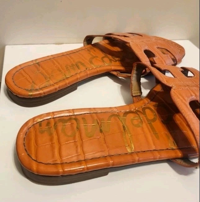 Sandalias Sam Edelman "Bay" Cuero Naranja Icónicas "Doble E" Talla 8/38 Ret. $120 Foto 2 de 4