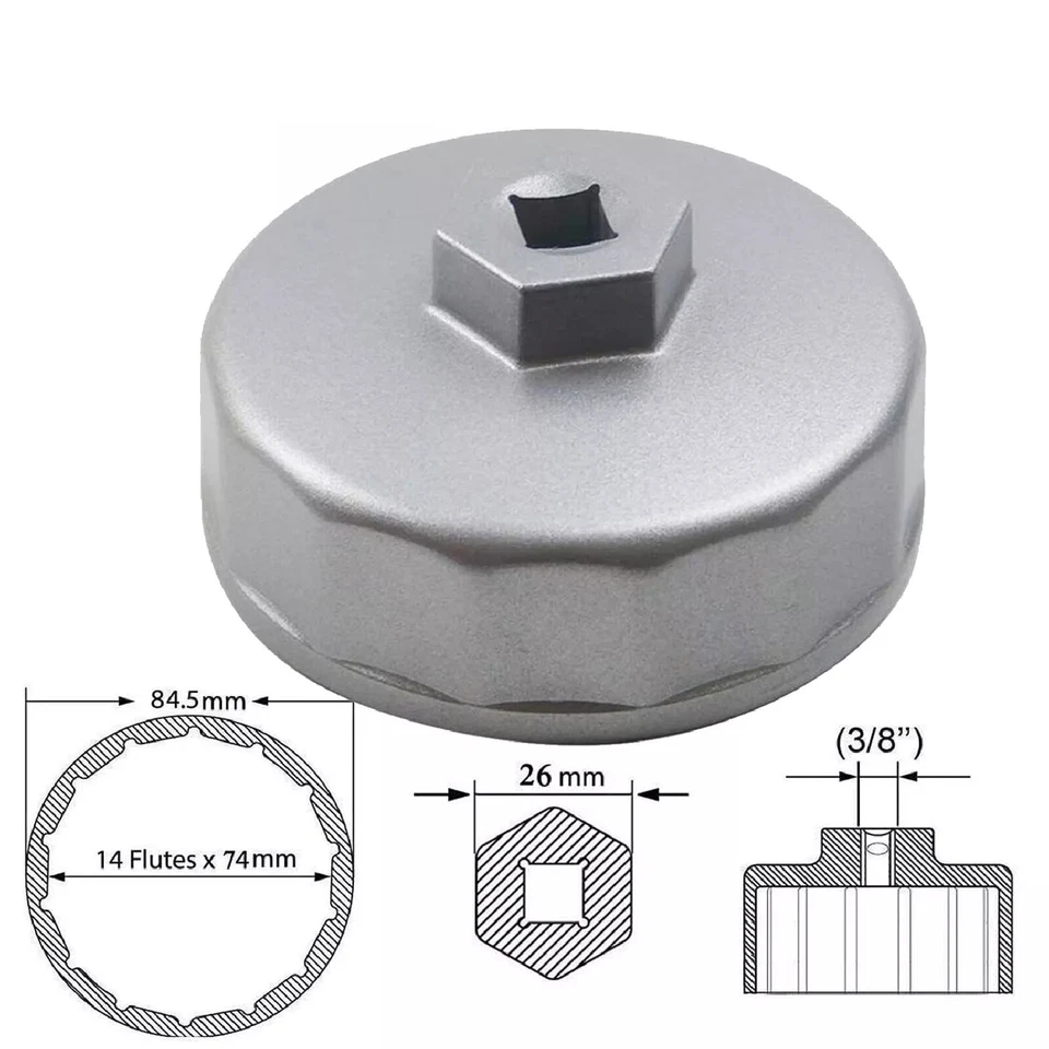 Herramienta de extracción de llave de filtro de aceite 74 mm 14 flautas para Volkswagen, Mercedes Benz, VW Foto 2 de 4
