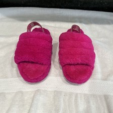 UGG Women's Fluff Yeah Pink Sheepskin Slip-On Slippers Size 6 ls 