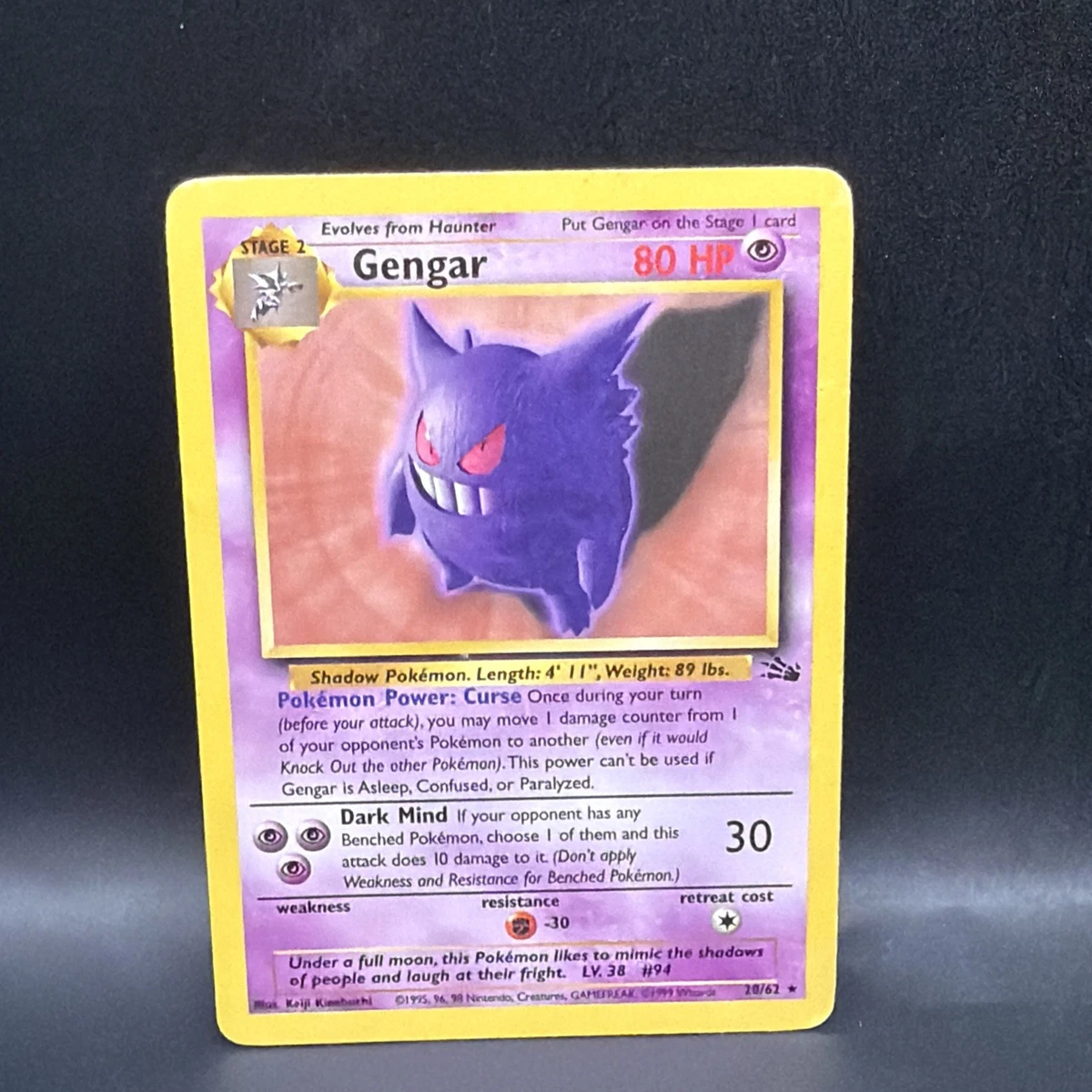 Fossil Gengar Pokémon TCG Individual Collectible Card Game Cards
