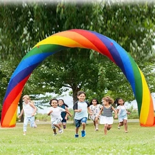 INTBUYING Rainbow Inflatable Arch Giant for 26X13 Ft,