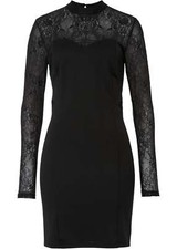 Elegantes Kleid mit Spitze Gr. 40/42 Schwarz Abendkleid Mini Party-Dress Neu