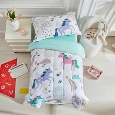 4 Pieces Toddler Bedding Set for Girls White toddler - 4 pieces White Teal