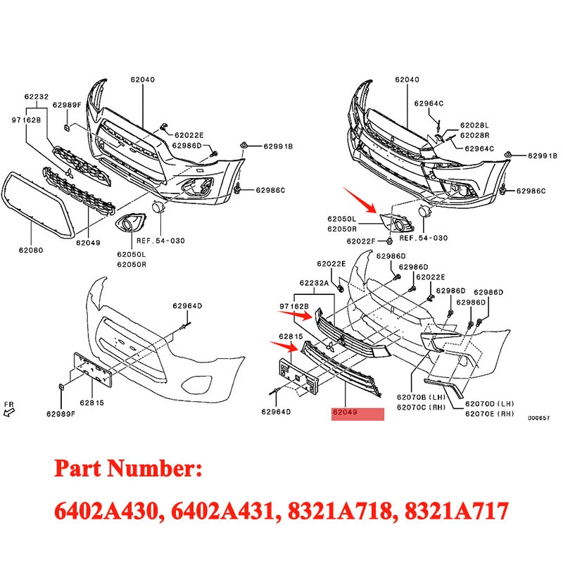 Pair Fog Light Bezel Grill Cover For 2016-19 Mitsubishi Outlander Sport ASX RVR Foto 2 de 4