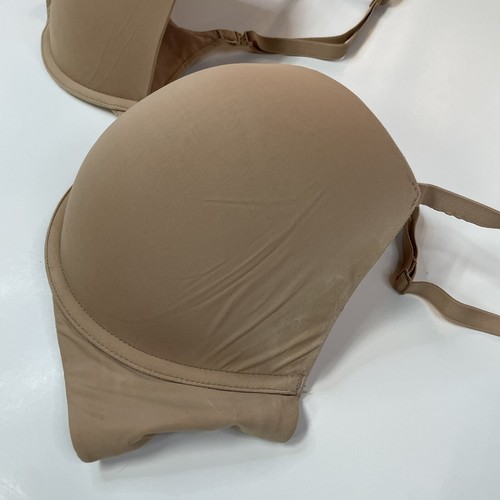 Victorias Secret 36D Padded Plunge Bra Solid Beige Underwire #0923 - Picture 2 of 14