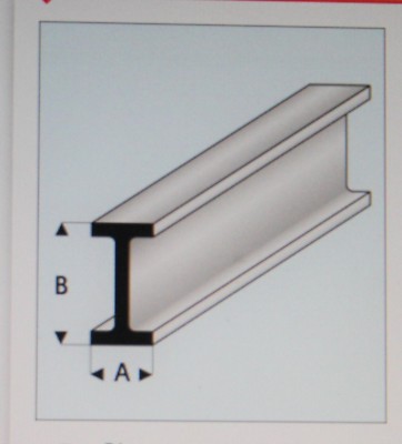 Maquett 414-55/3 weiß Styrol I-Träger 7,0 mm x 3,5 mm / 0,275'' x 0,138'' x 330 mm x5