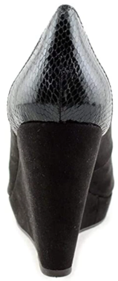 Bomba de plataforma informal Thalia Sodi Miaaf talla 5,5 M para mujer punta cerrada serpiente negra Foto 3 de 4