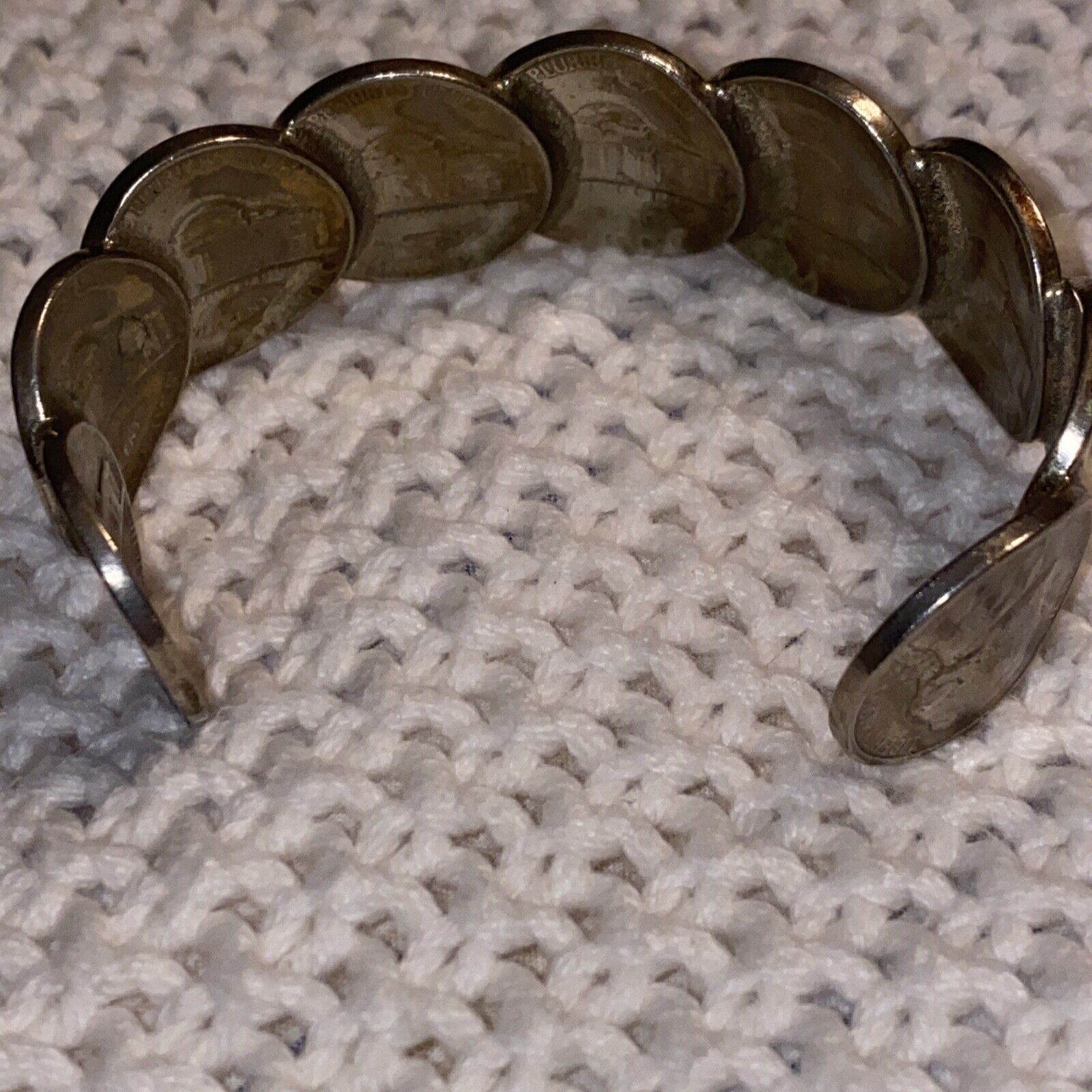 VTG Jefferson 9 Nickel US Coin Cuff Bracelet 1 1/… - image 7