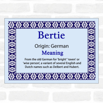 Bertie Namensbedeutung blau Zertifikat