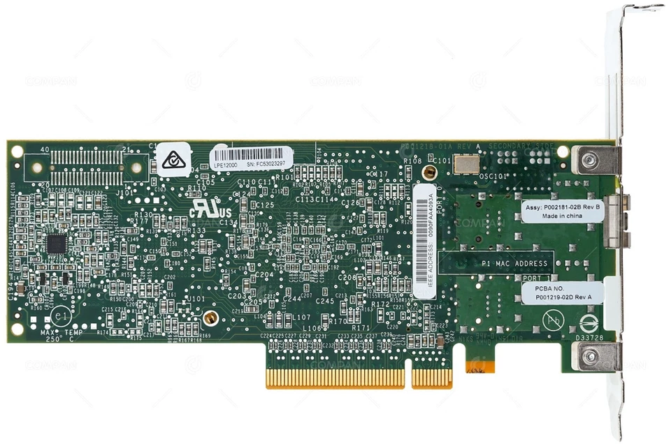 00JY847 IBM CONTROLLER LPE12000 SINGLE PORT SFP 8GB FC ADAPTER PCI-E - Image 3 of 4