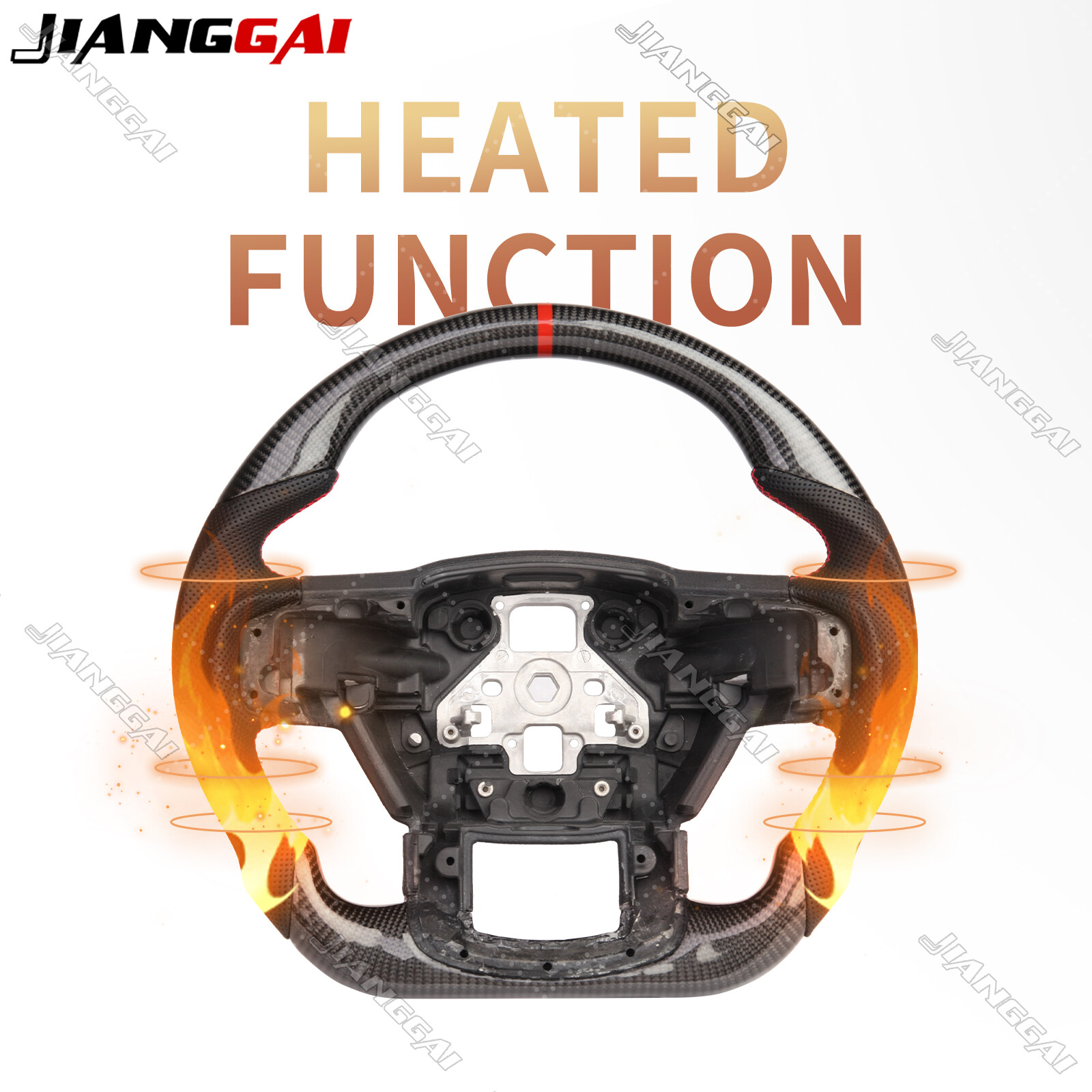Fit Real Carbon Fiber Sport Ford F150 Raptor Steering Wheel F-150 15-20 w/Heated