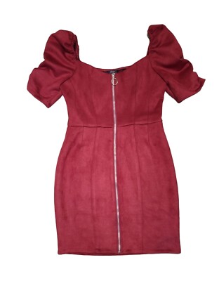 Red Faux Suede Bodycon Dress | eBay