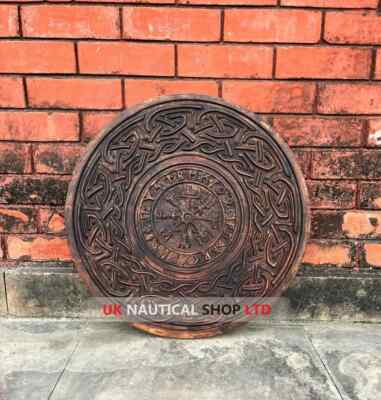 Compass Designer Shield | Viking Vegvisir Carved Shield