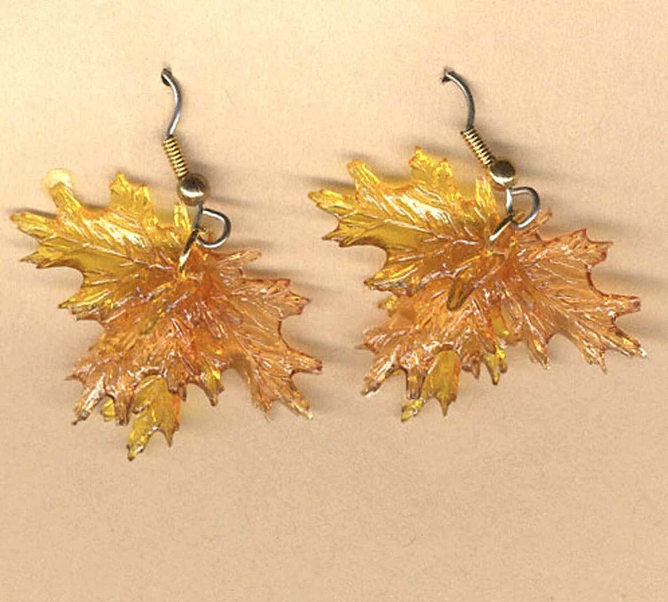 PENDIENTES HOJAS ROBLE ÁRBOL OTOÑO OTOÑO OTOÑO Acción de Gracias Halloween Disfraz Joyería Foto 2 de 2