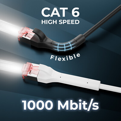0,25m - 10m CAT 6A Patchkabel biegsamer Stecker Winkel Netzwerkkabel LAN Kabel