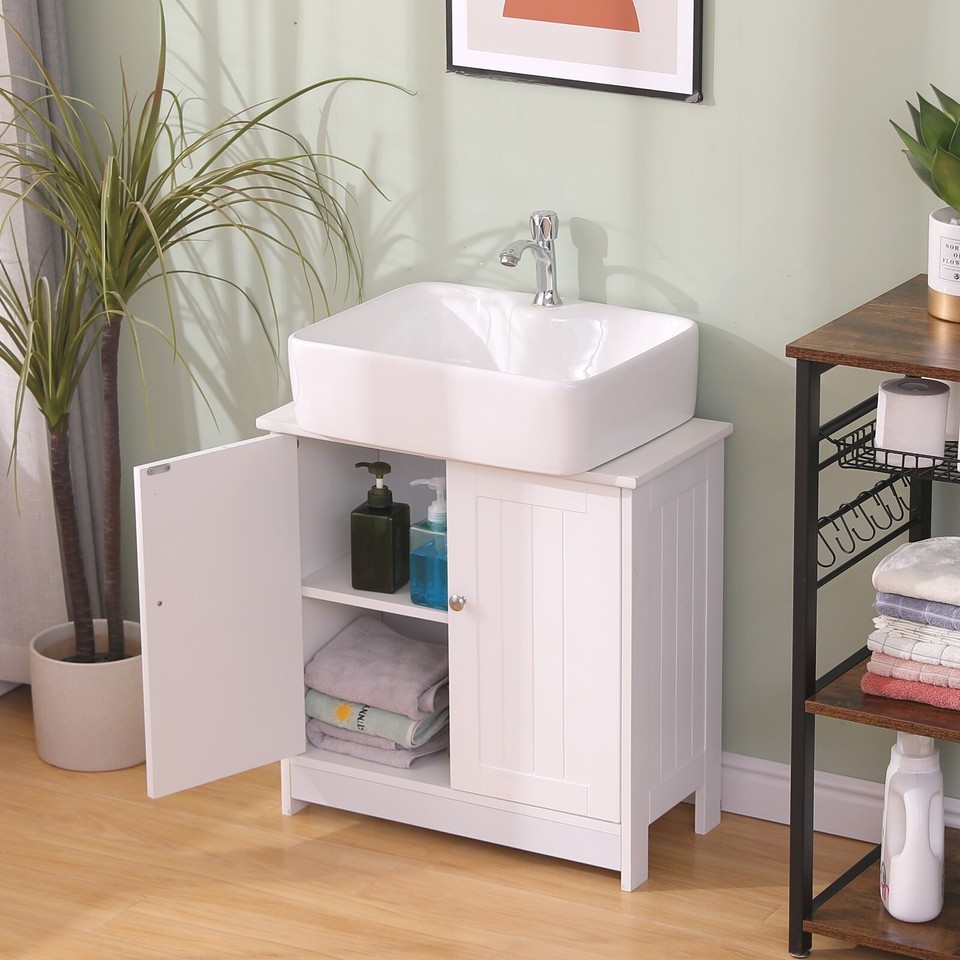 Under Sink Cabinet Bathroom Basin Unit Cupboard Storage Furniture White ...