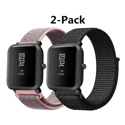 2 Pack Woven Nylon Loop Watch Band Strap For Amazfit Bip 5 Unity / S Pro / U Pro